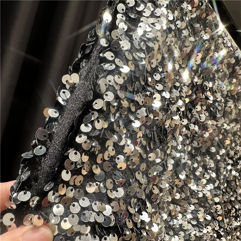 High Quality Sexy Sequins Shiny Zipper Shorts Women Nightclub Hot Pants for Women Black Silver