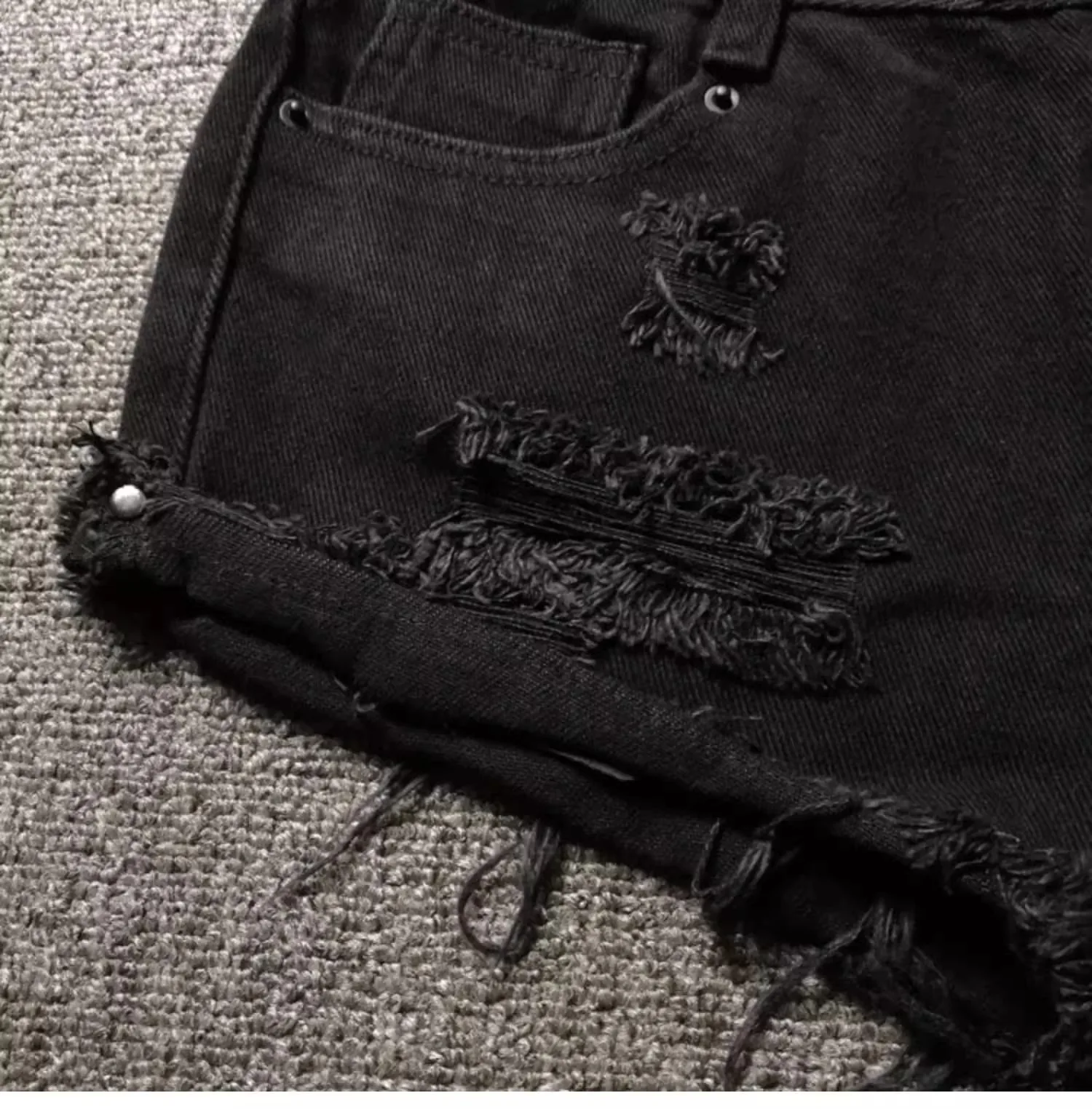 Black Denim Super Shorts Women Summer New Low-rise Ripped Shorts Crimped Sexy Hot Pants