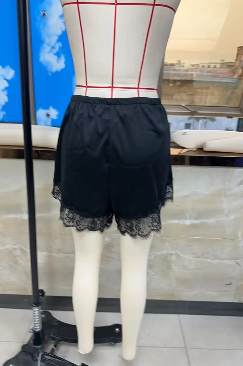 hirigin Women Lace Satin Shorts Silk Y2k Elastic Waist Mini Shorts Coquette Aesthetic Boxer Slip Pettipants French Knickers