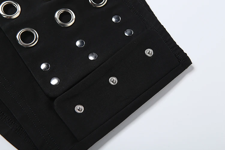 Kliou High Street Style Mini Shorts Woman Metal Rings Hollow Decoration Elastic High Waist Hot Girls Sexy Fashion Skinny Bottoms