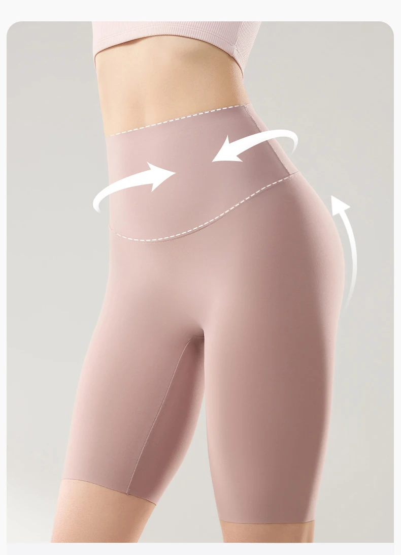 BIVIGAOS Summer Thin Seamless High Waist Sharkskin Bicycle Shorts Women Knee Length Tight Biker Shorts Sport Short Leggings