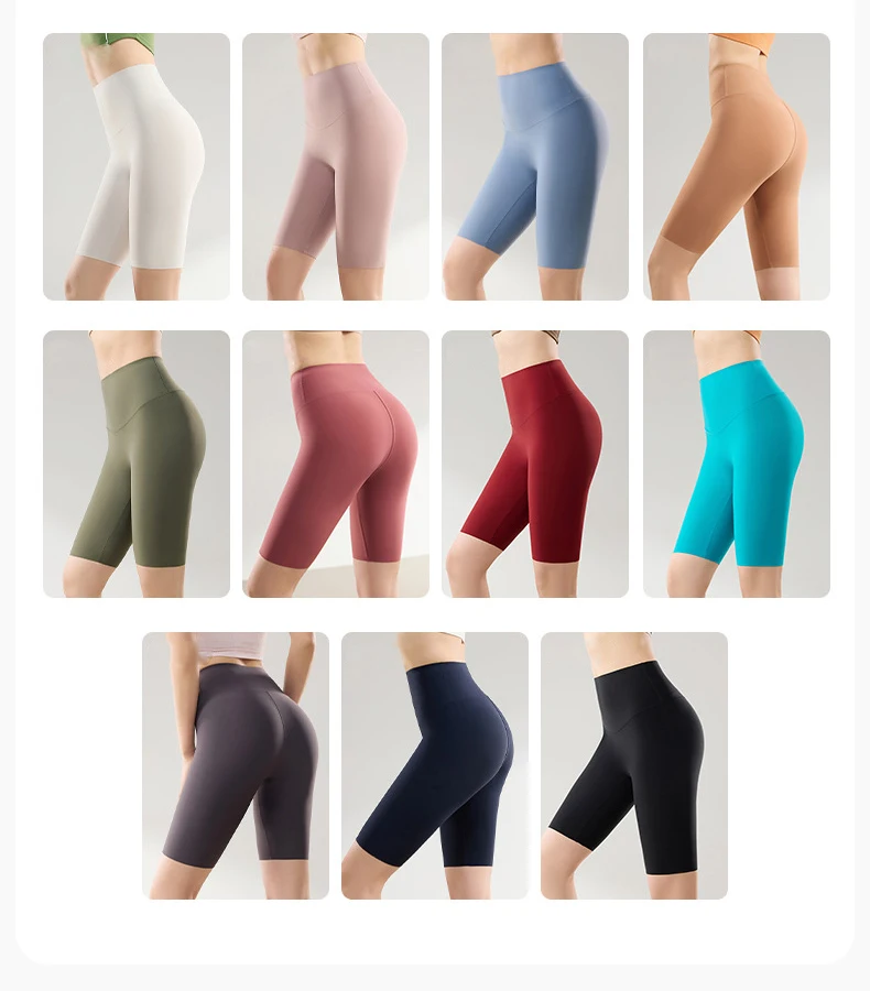 BIVIGAOS Summer Thin Seamless High Waist Sharkskin Bicycle Shorts Women Knee Length Tight Biker Shorts Sport Short Leggings