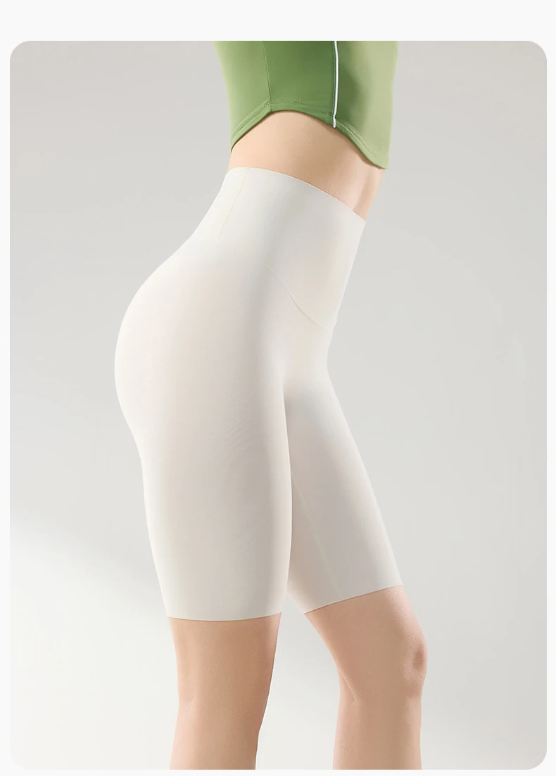 BIVIGAOS Summer Thin Seamless High Waist Sharkskin Bicycle Shorts Women Knee Length Tight Biker Shorts Sport Short Leggings