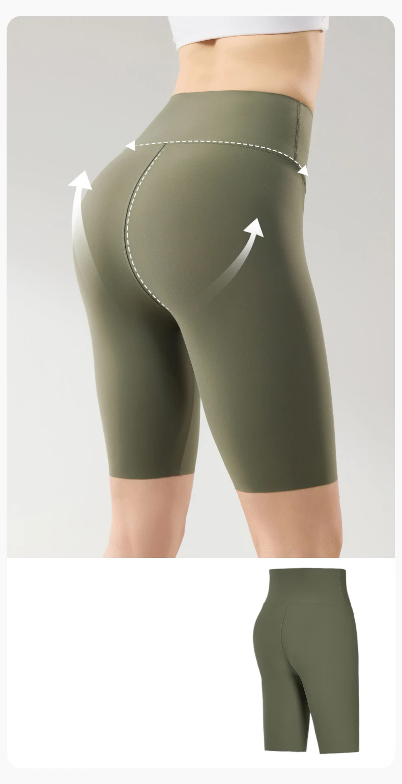 BIVIGAOS Summer Thin Seamless High Waist Sharkskin Bicycle Shorts Women Knee Length Tight Biker Shorts Sport Short Leggings