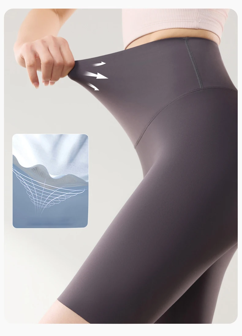BIVIGAOS Summer Thin Seamless High Waist Sharkskin Bicycle Shorts Women Knee Length Tight Biker Shorts Sport Short Leggings