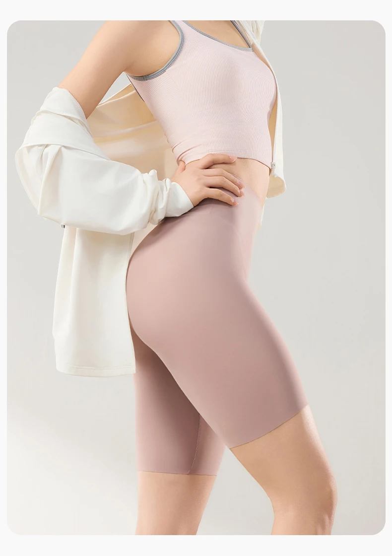 BIVIGAOS Summer Thin Seamless High Waist Sharkskin Bicycle Shorts Women Knee Length Tight Biker Shorts Sport Short Leggings