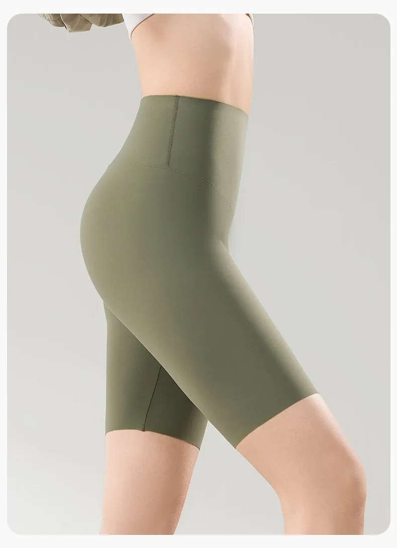 BIVIGAOS Summer Thin Seamless High Waist Sharkskin Bicycle Shorts Women Knee Length Tight Biker Shorts Sport Short Leggings