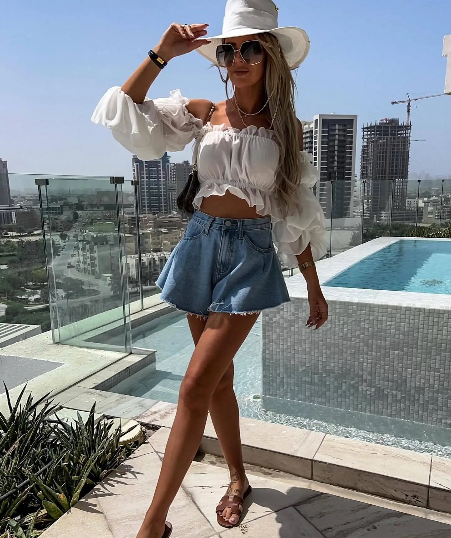 Denims Shorts Women Distressed Flare Jeans High Waist Vintage Washed Button Pockets Female 2025 Summer Streetwear Short Pants
