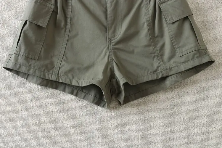 Summer Retro Women Cargo Shorts Y2K High Waist Streetwear Loose Pockets Wide Leg Pants Korean Cotton All Match Female Shorts