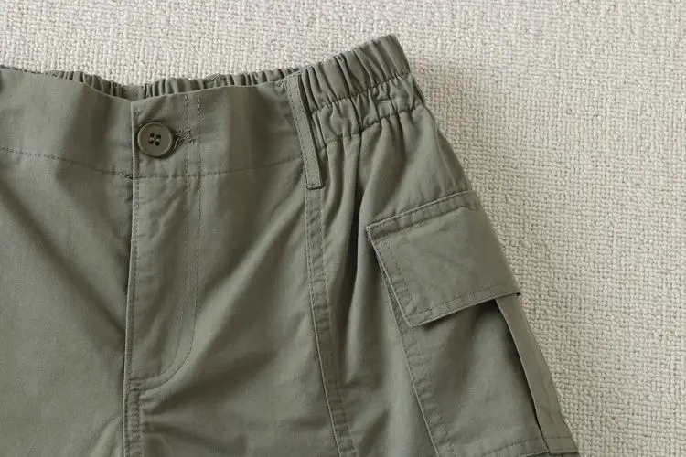 Summer Retro Women Cargo Shorts Y2K High Waist Streetwear Loose Pockets Wide Leg Pants Korean Cotton All Match Female Shorts