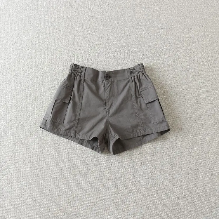 Summer Retro Women Cargo Shorts Y2K High Waist Streetwear Loose Pockets Wide Leg Pants Korean Cotton All Match Female Shorts
