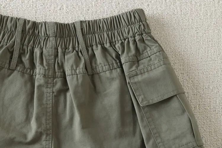 Summer Retro Women Cargo Shorts Y2K High Waist Streetwear Loose Pockets Wide Leg Pants Korean Cotton All Match Female Shorts
