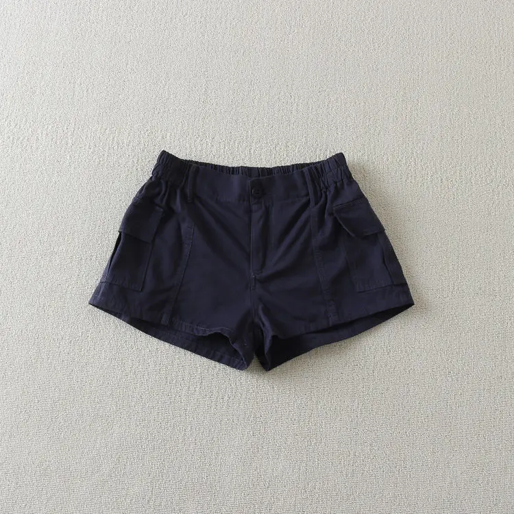 Summer Retro Women Cargo Shorts Y2K High Waist Streetwear Loose Pockets Wide Leg Pants Korean Cotton All Match Female Shorts