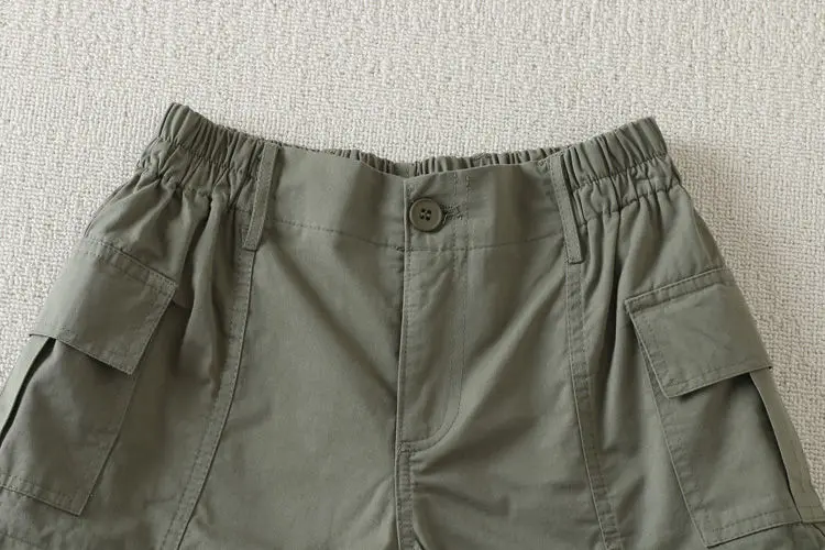 Summer Retro Women Cargo Shorts Y2K High Waist Streetwear Loose Pockets Wide Leg Pants Korean Cotton All Match Female Shorts