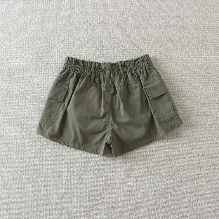 Summer Retro Women Cargo Shorts Y2K High Waist Streetwear Loose Pockets Wide Leg Pants Korean Cotton All Match Female Shorts