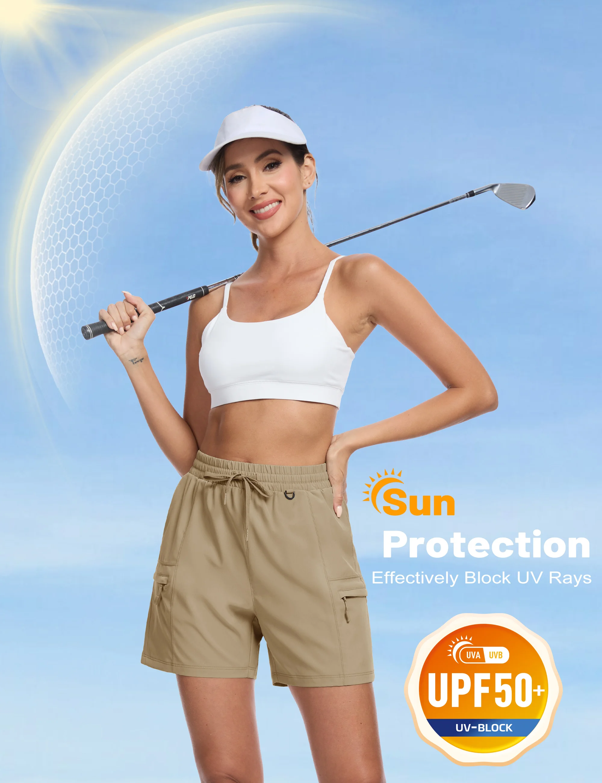 TACVASEN Women's 5" Hiking Cargo Shorts UPF 50+ Lightweight Quick Dry Summer Golf Athletic Casual Work Shorts 4 Pockets Outdoor