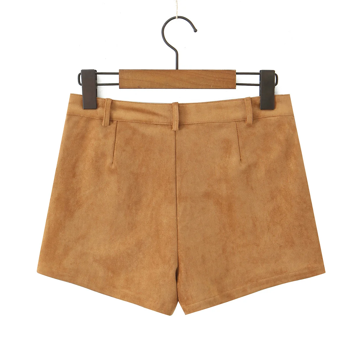 YENKYE Retro Brown Faux Suede Shorts Women High Waist Casual Short Pants