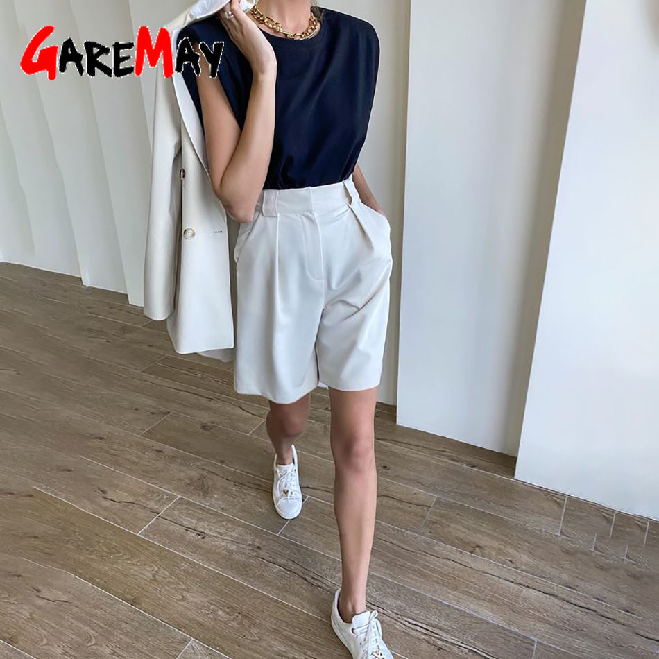 Summer Women's Shorts 2025 Casual Loose Wide Leg Long Shorts Pockets Office Solid Knee-length Oversize Shorts for Women