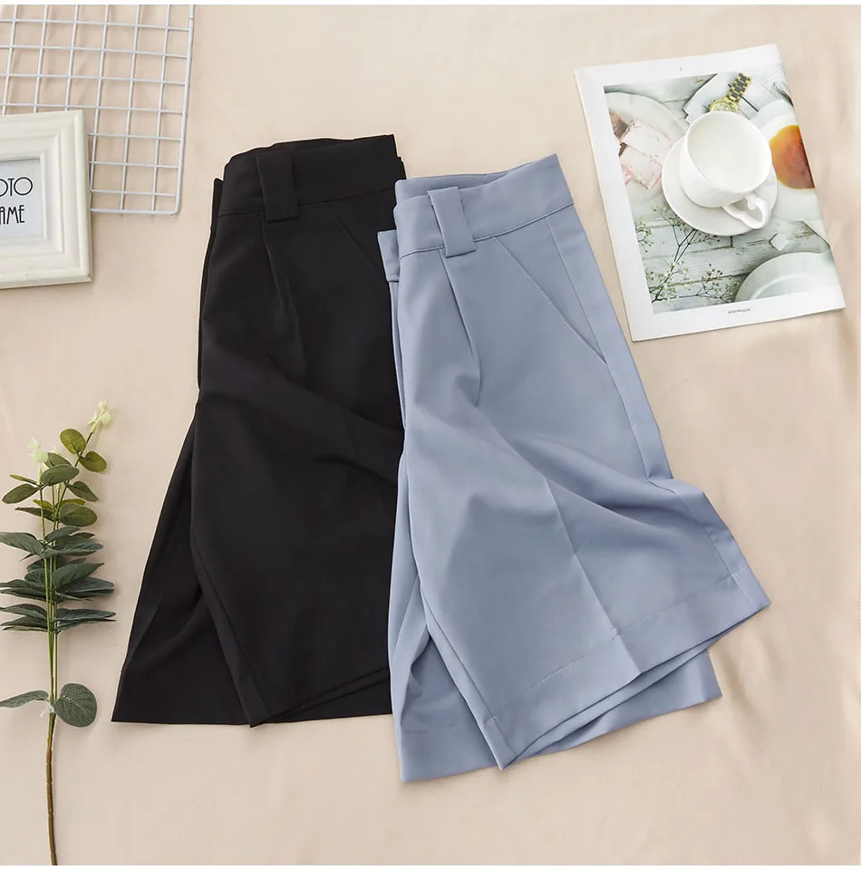 Summer Women's Shorts 2025 Casual Loose Wide Leg Long Shorts Pockets Office Solid Knee-length Oversize Shorts for Women