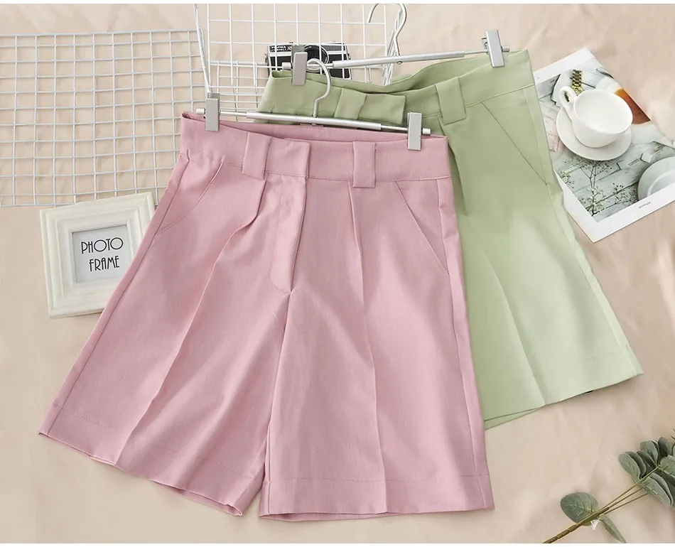 Summer Women's Shorts 2025 Casual Loose Wide Leg Long Shorts Pockets Office Solid Knee-length Oversize Shorts for Women
