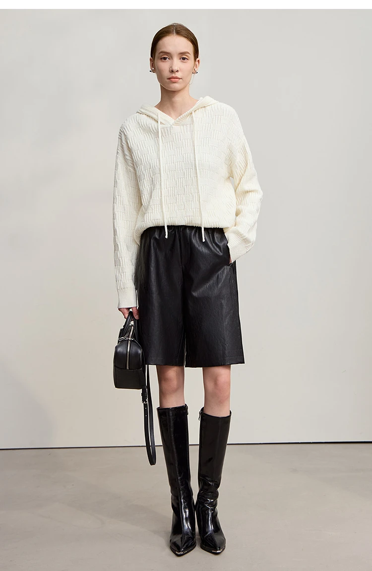 Amii Shorts For Woman 2025 Winter New Straight Versatile Leather Casual Shorts Women's PU Wide-leg Solid Color Pants 12544065