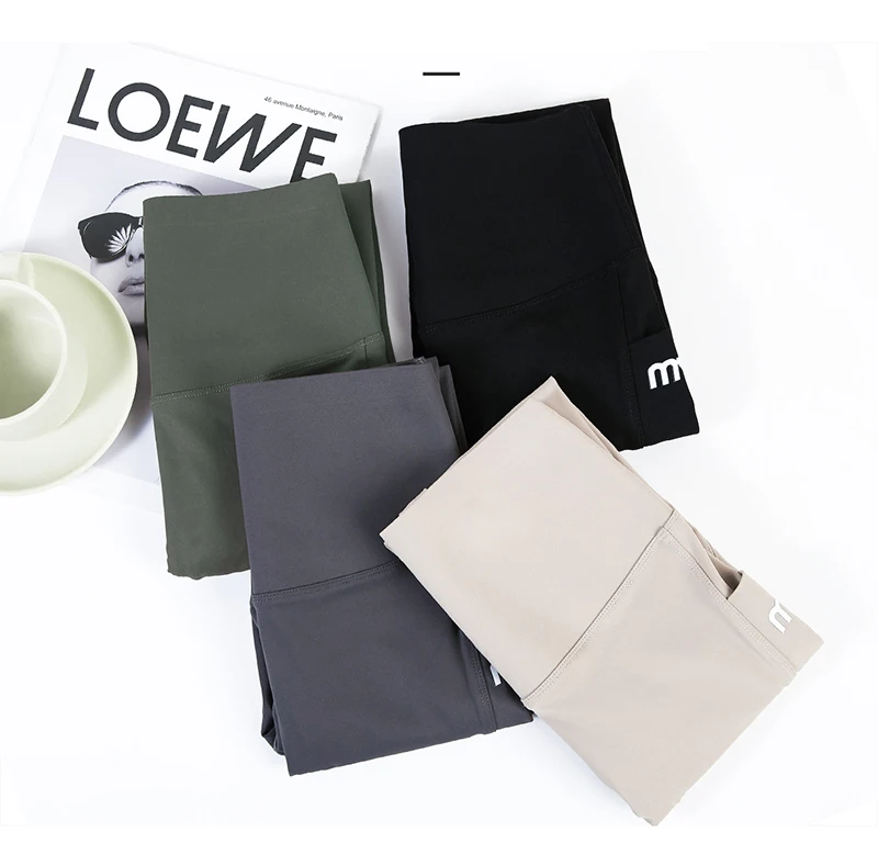 Summer New Side Pocket Shark Shorts Women Biker Shorts High Waist Seamless Sports Running Cycling Shorts Fitness Short Leggings