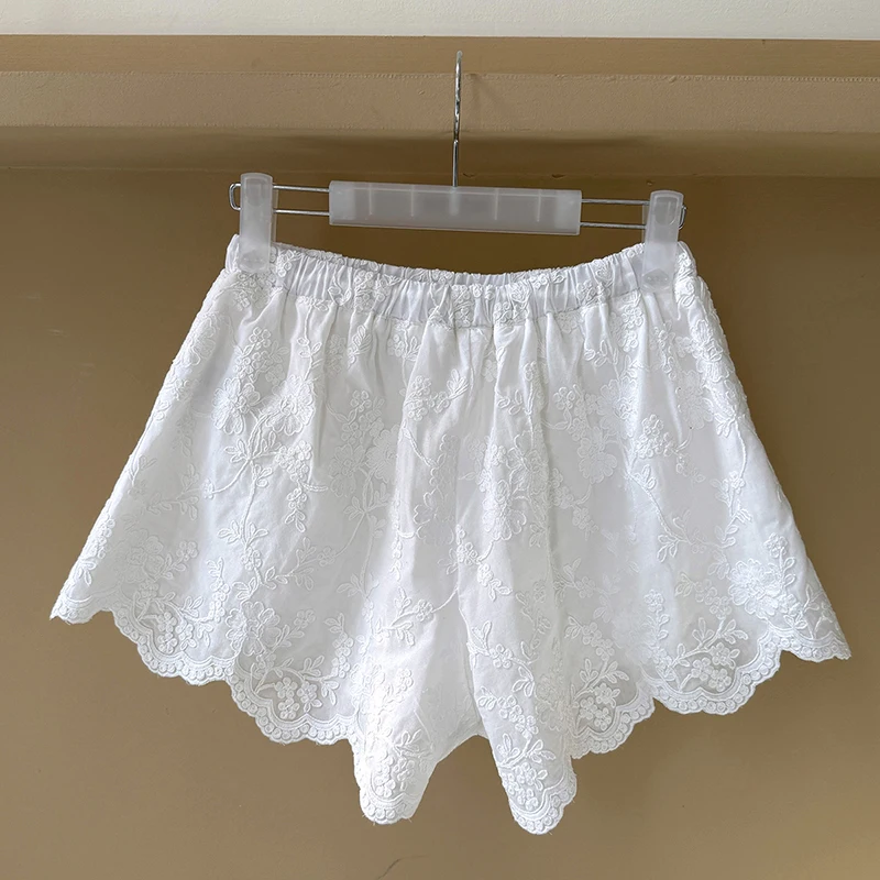 FOTVOTEE Lace Shorts for Women Korean Style Chic Casual Hot Pants Spring Summer 2025 New Fashion Female High Waist Shorts