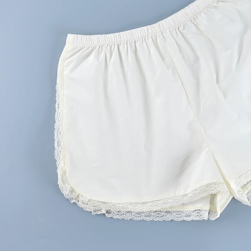 Linad Elegant Apricot Lace Shorts For Woman Summer 2026 Sexy Cotton Split Mini Pants Women Street Elastic Waist Shorts Female