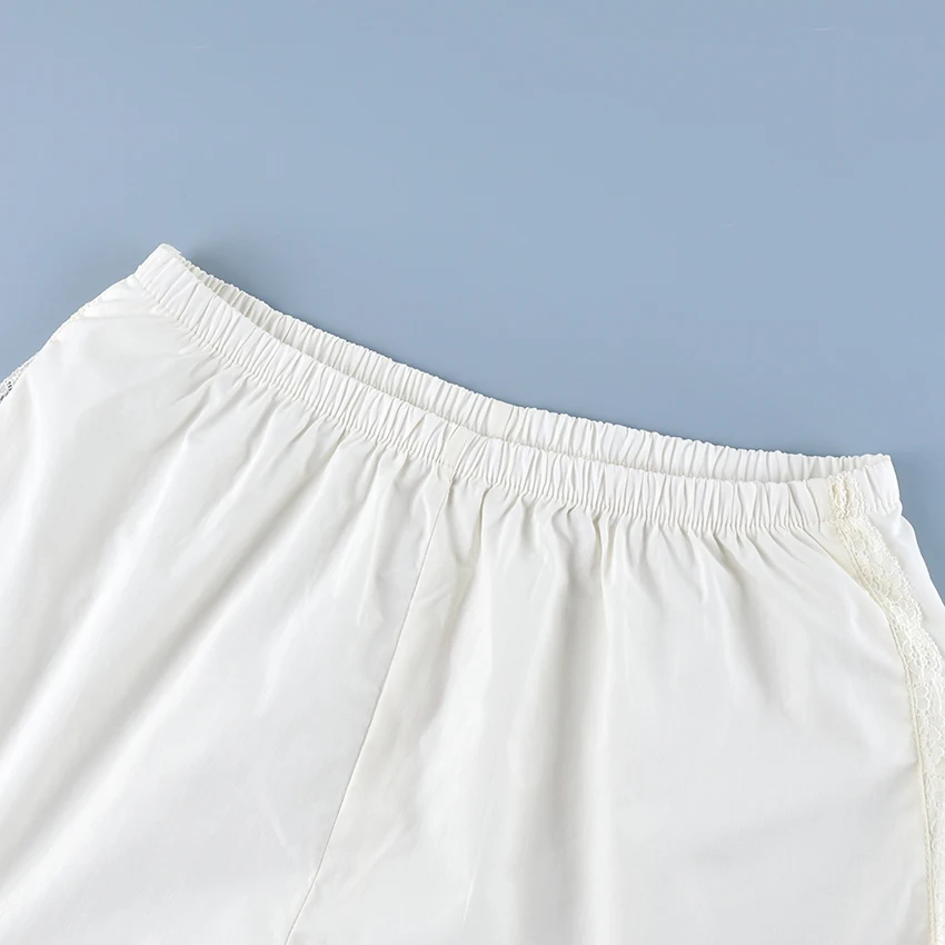 Linad Elegant Apricot Lace Shorts For Woman Summer 2026 Sexy Cotton Split Mini Pants Women Street Elastic Waist Shorts Female