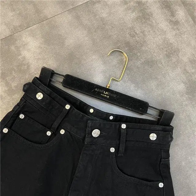 Women's Black Bandage Raw Edge Cross Flower Denim Shorts Personalized Streetwear Fashion Summer Slim High waisted Hot Pants