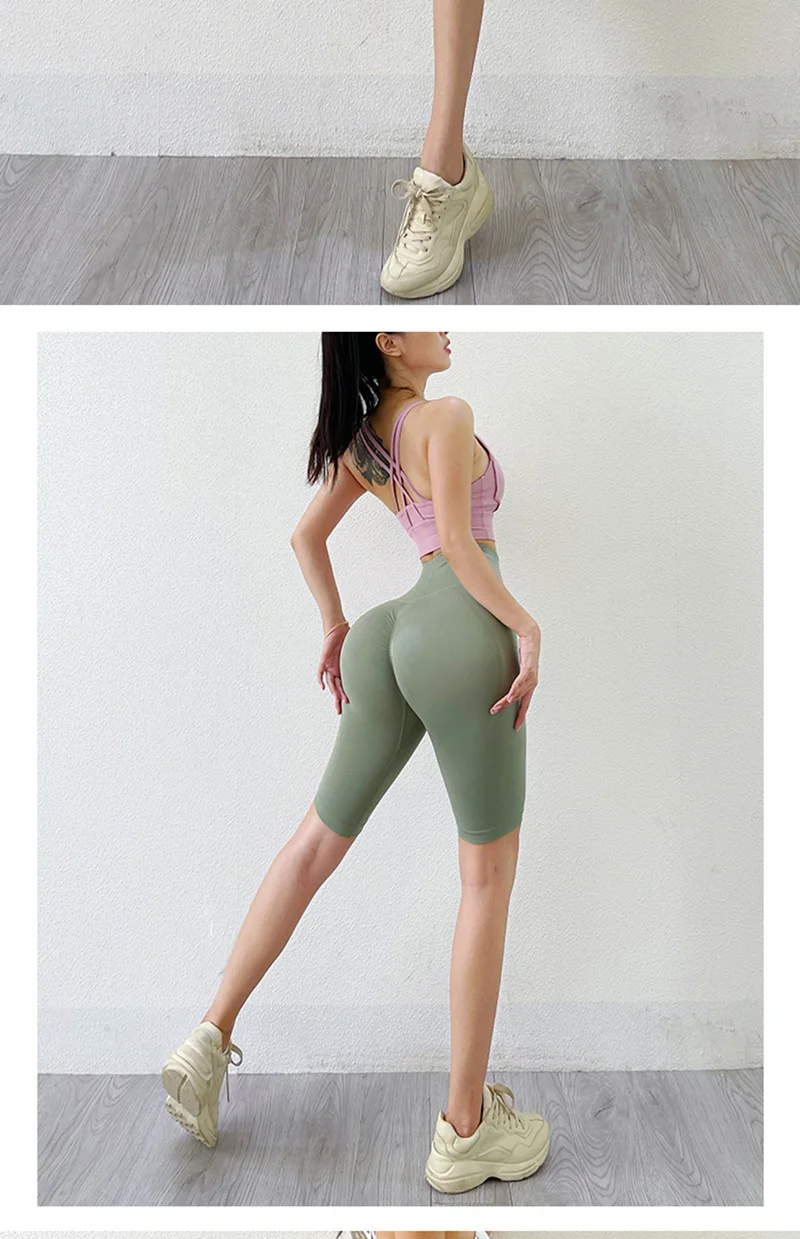 BIVIGAOS Summer Peach Butt Fitness Shorts Women High Waist Sexy Sport Push Up Biker Shorts Seamless Quick-Dry Training Shorts