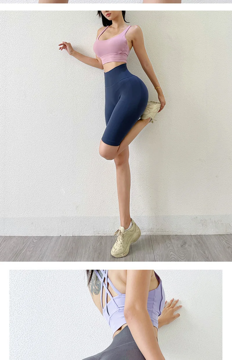 BIVIGAOS Summer Peach Butt Fitness Shorts Women High Waist Sexy Sport Push Up Biker Shorts Seamless Quick-Dry Training Shorts