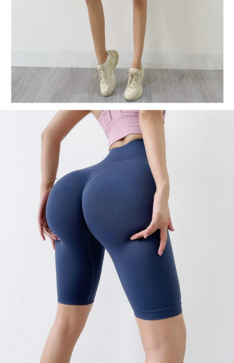 BIVIGAOS Summer Peach Butt Fitness Shorts Women High Waist Sexy Sport Push Up Biker Shorts Seamless Quick-Dry Training Shorts