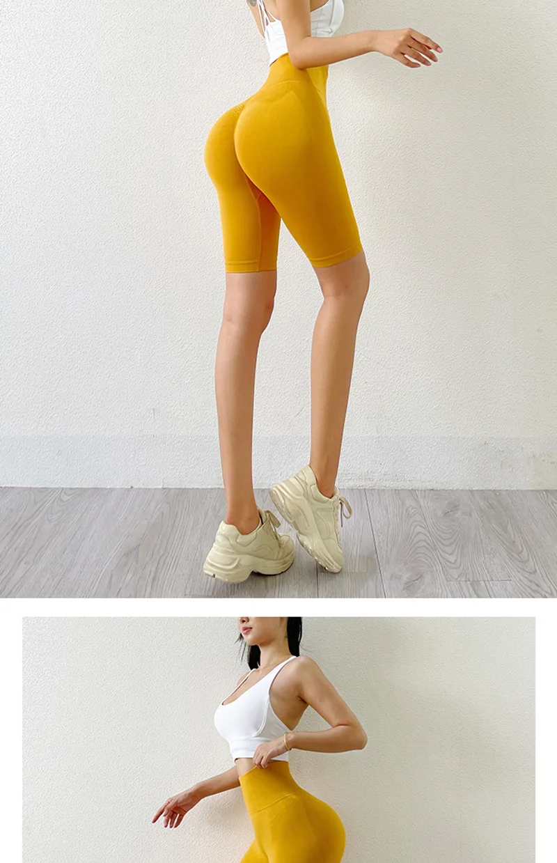 BIVIGAOS Summer Peach Butt Fitness Shorts Women High Waist Sexy Sport Push Up Biker Shorts Seamless Quick-Dry Training Shorts