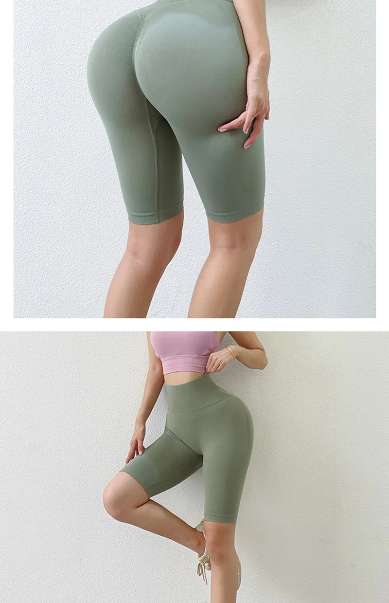 BIVIGAOS Summer Peach Butt Fitness Shorts Women High Waist Sexy Sport Push Up Biker Shorts Seamless Quick-Dry Training Shorts