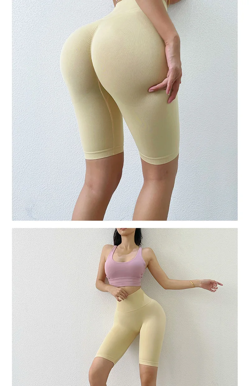 BIVIGAOS Summer Peach Butt Fitness Shorts Women High Waist Sexy Sport Push Up Biker Shorts Seamless Quick-Dry Training Shorts