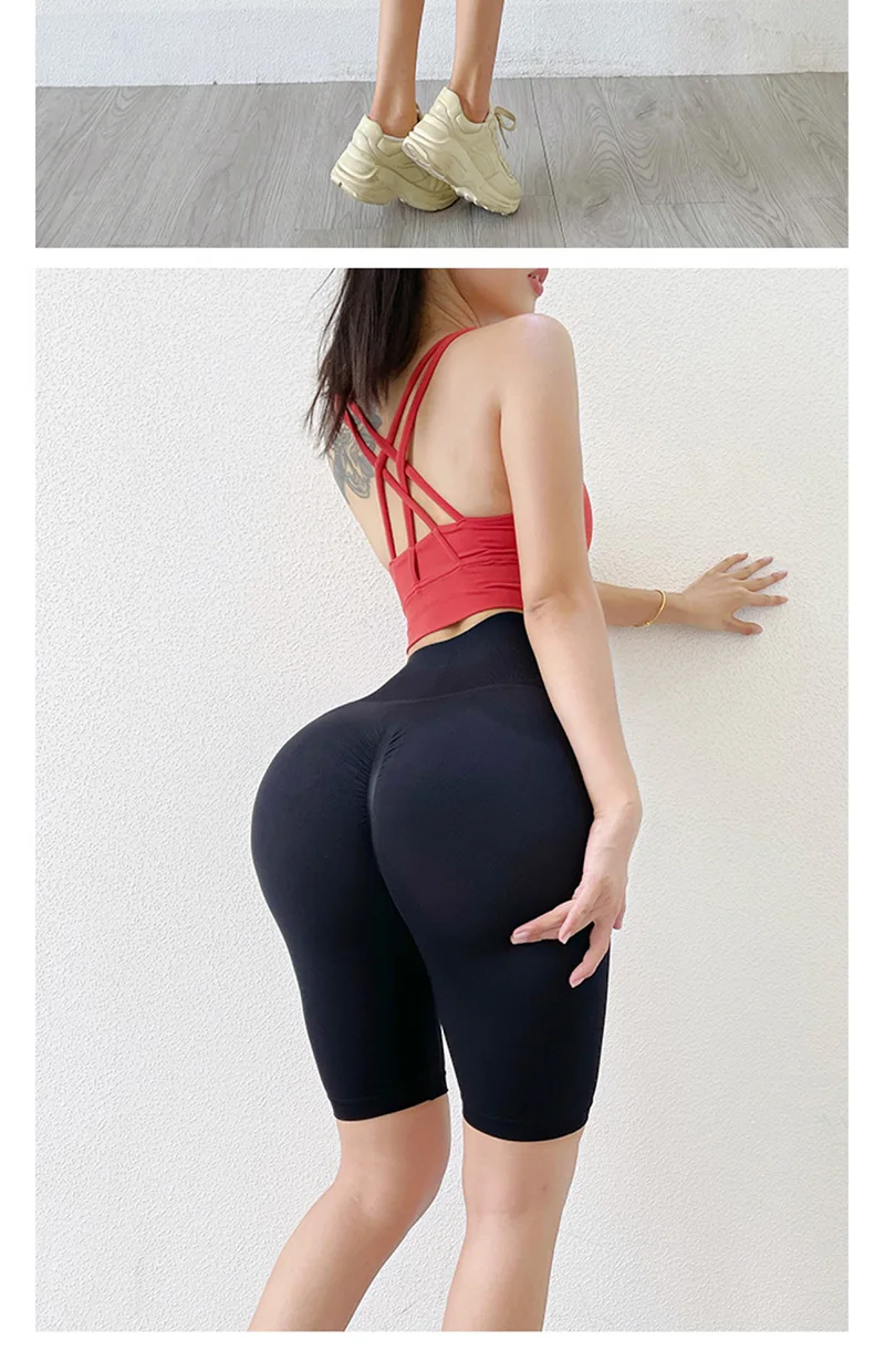 BIVIGAOS Summer Peach Butt Fitness Shorts Women High Waist Sexy Sport Push Up Biker Shorts Seamless Quick-Dry Training Shorts