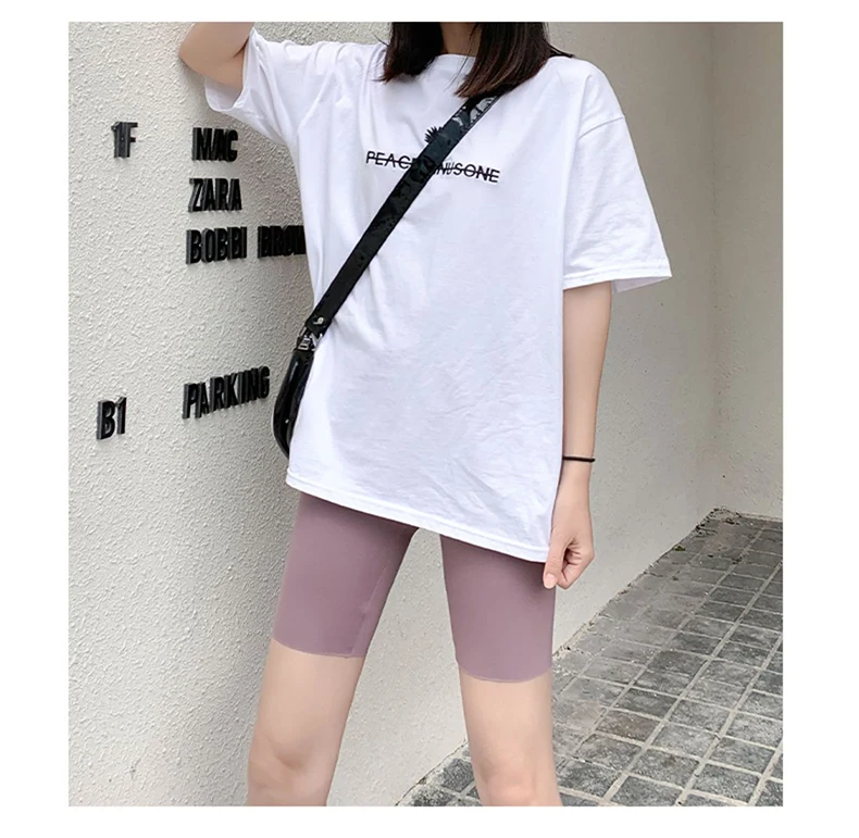 BIVIGAOS Summer Sharkskin Biker Shorts Women's Stretch High Waist Knee Short Outside Bodybuilding Sexy Shorts Tide Sports Shorts