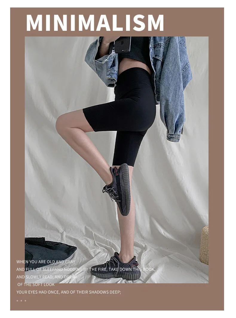 BIVIGAOS Summer Sharkskin Biker Shorts Women's Stretch High Waist Knee Short Outside Bodybuilding Sexy Shorts Tide Sports Shorts