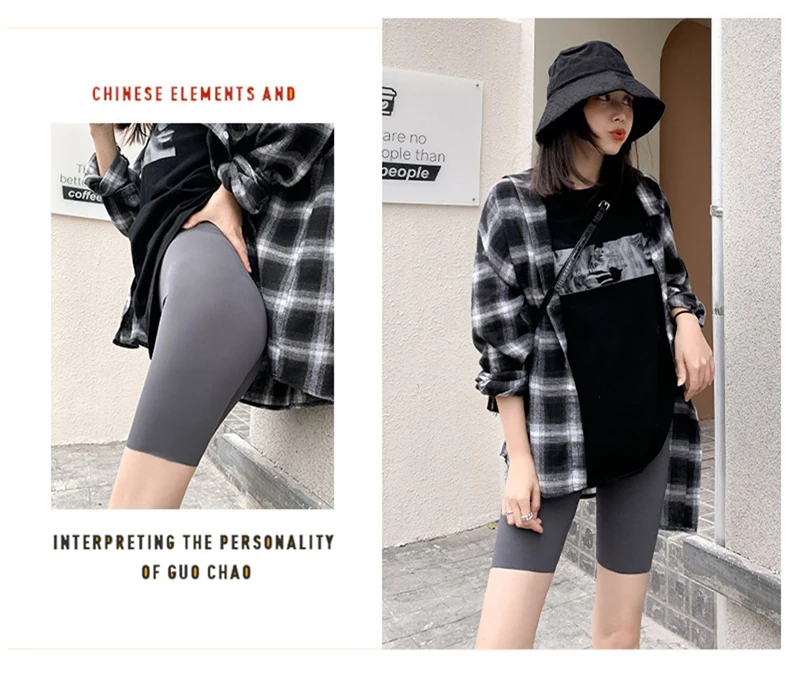BIVIGAOS Summer Sharkskin Biker Shorts Women's Stretch High Waist Knee Short Outside Bodybuilding Sexy Shorts Tide Sports Shorts