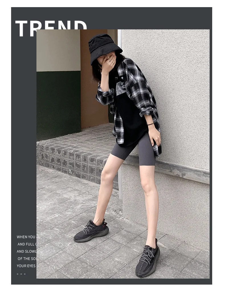 BIVIGAOS Summer Sharkskin Biker Shorts Women's Stretch High Waist Knee Short Outside Bodybuilding Sexy Shorts Tide Sports Shorts
