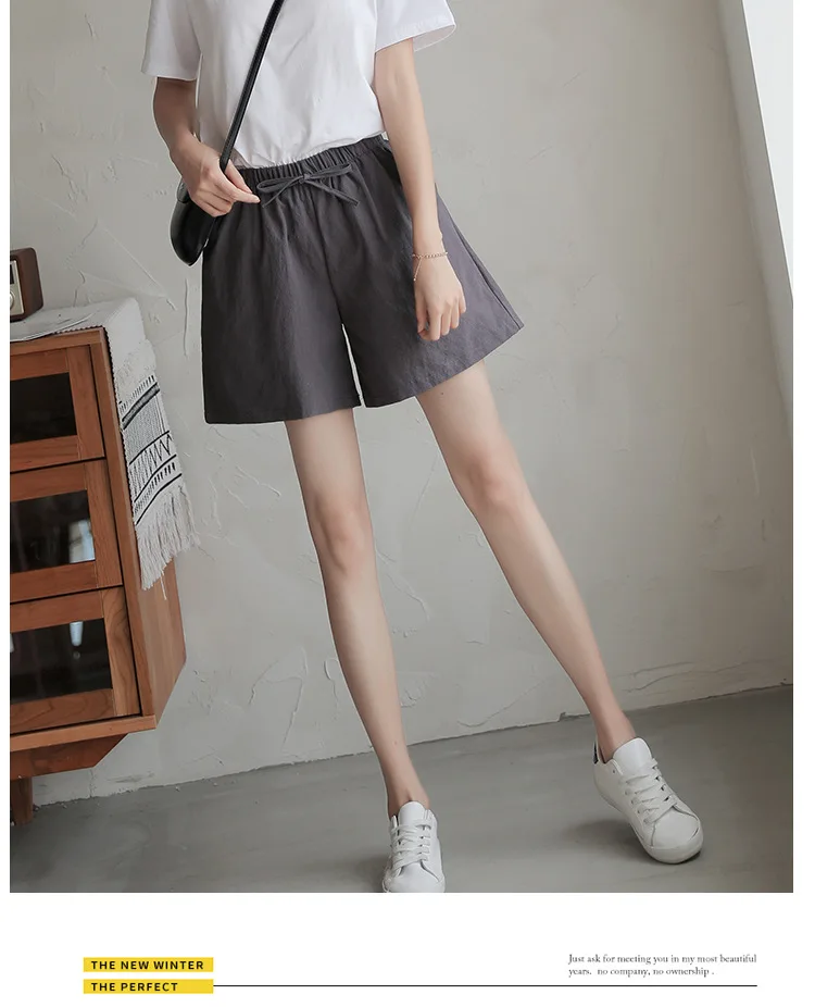 Casual Linen Shorts Women Gym Workout Shorts Cotton Short High Waisted Plus Size Ladies Short Femme Women Shorts Sport Femme