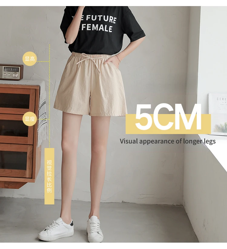 Casual Linen Shorts Women Gym Workout Shorts Cotton Short High Waisted Plus Size Ladies Short Femme Women Shorts Sport Femme