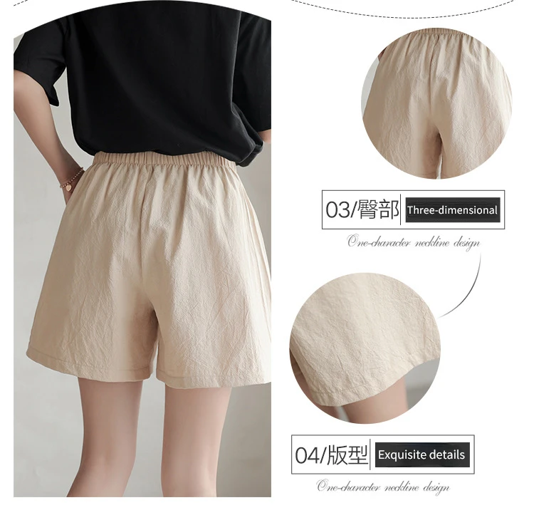 Casual Linen Shorts Women Gym Workout Shorts Cotton Short High Waisted Plus Size Ladies Short Femme Women Shorts Sport Femme