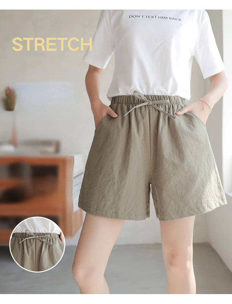 Casual Linen Shorts Women Gym Workout Shorts Cotton Short High Waisted Plus Size Ladies Short Femme Women Shorts Sport Femme