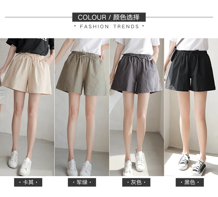 Casual Linen Shorts Women Gym Workout Shorts Cotton Short High Waisted Plus Size Ladies Short Femme Women Shorts Sport Femme