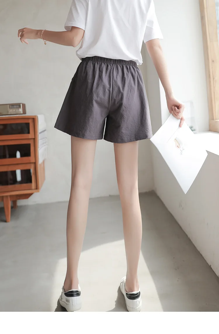 Casual Linen Shorts Women Gym Workout Shorts Cotton Short High Waisted Plus Size Ladies Short Femme Women Shorts Sport Femme