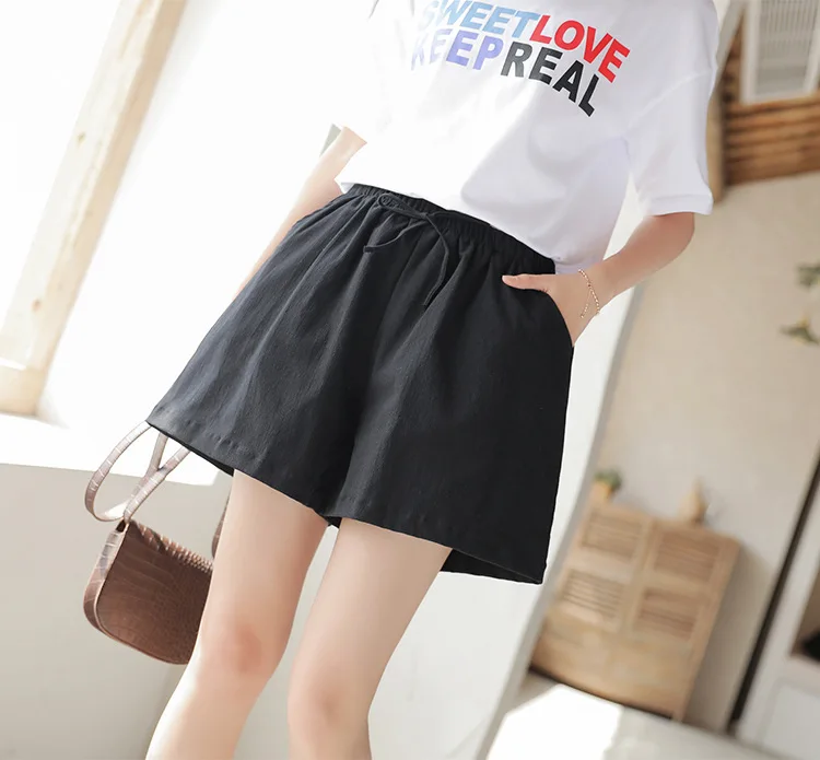 Casual Linen Shorts Women Gym Workout Shorts Cotton Short High Waisted Plus Size Ladies Short Femme Women Shorts Sport Femme