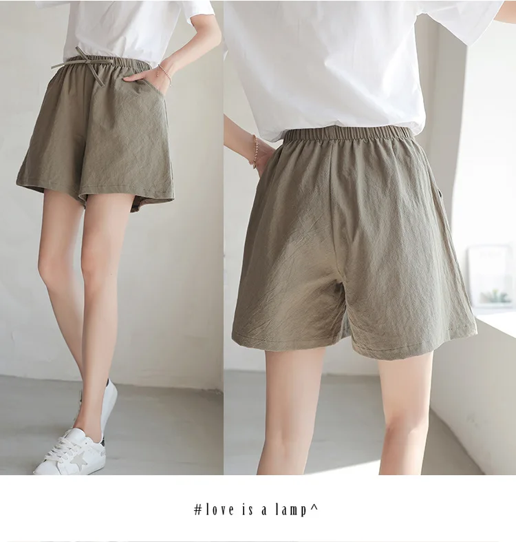 Casual Linen Shorts Women Gym Workout Shorts Cotton Short High Waisted Plus Size Ladies Short Femme Women Shorts Sport Femme