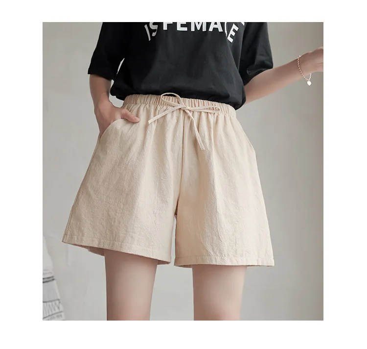 Casual Linen Shorts Women Gym Workout Shorts Cotton Short High Waisted Plus Size Ladies Short Femme Women Shorts Sport Femme